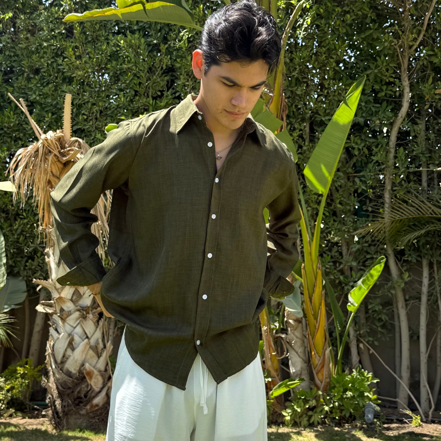 Olive Linen Shirt