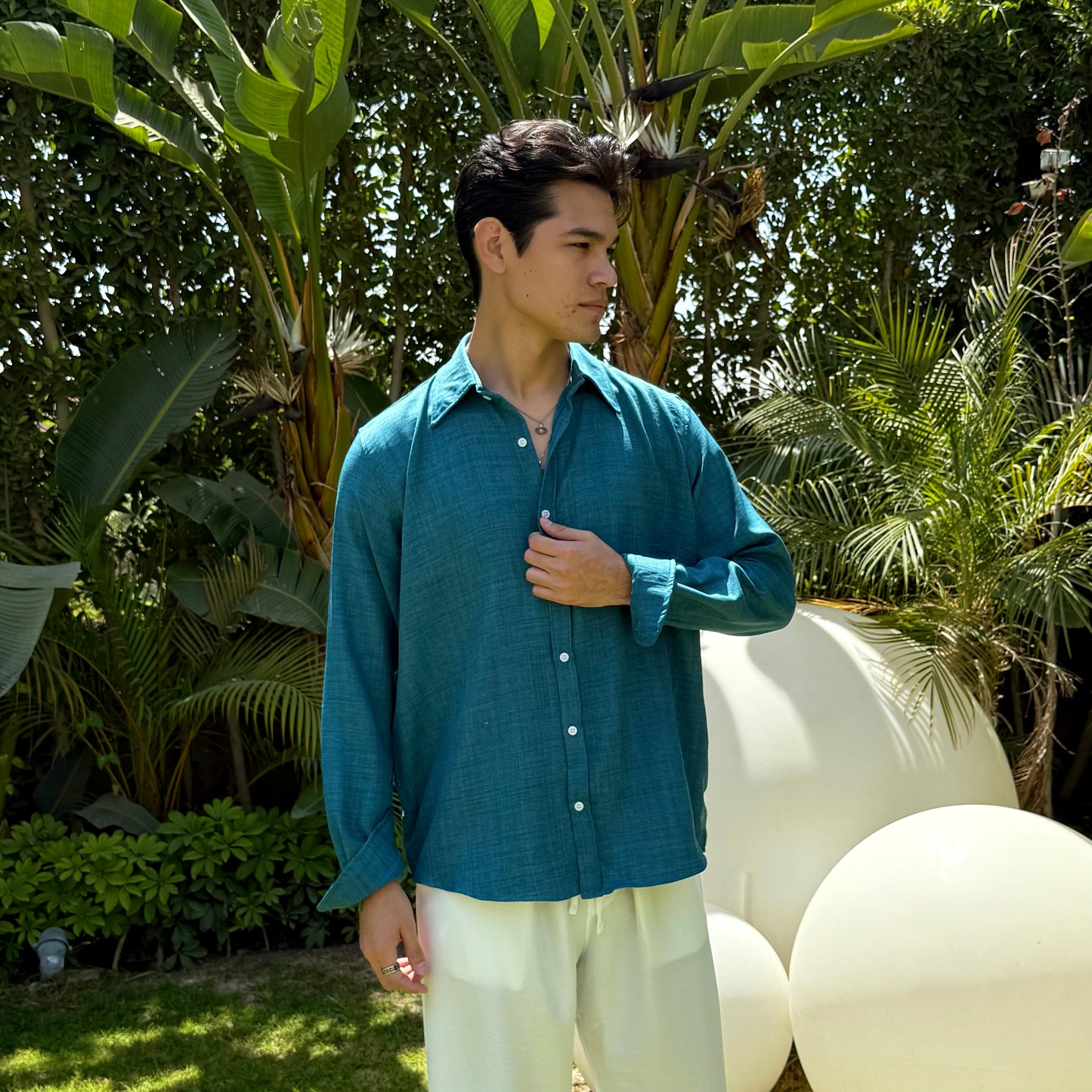 Petrol Linen Shirt