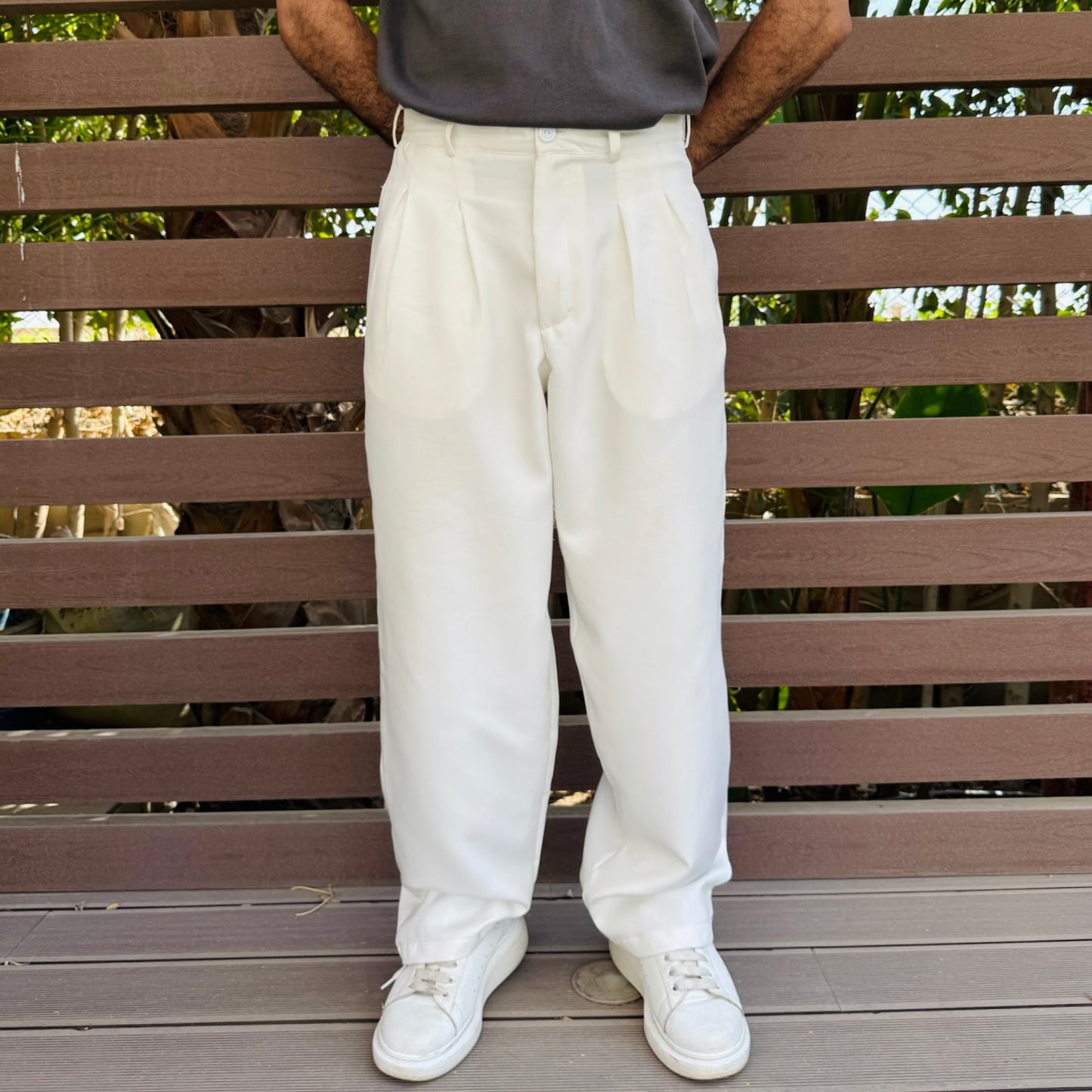 White Pleated Trousers