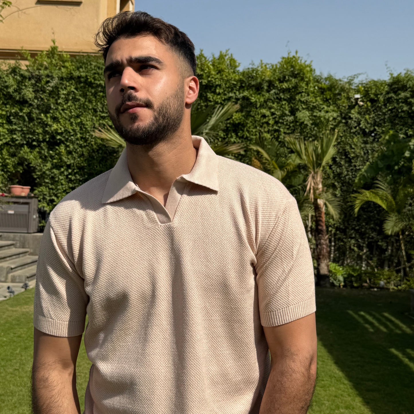 Beige Popcorn Polo