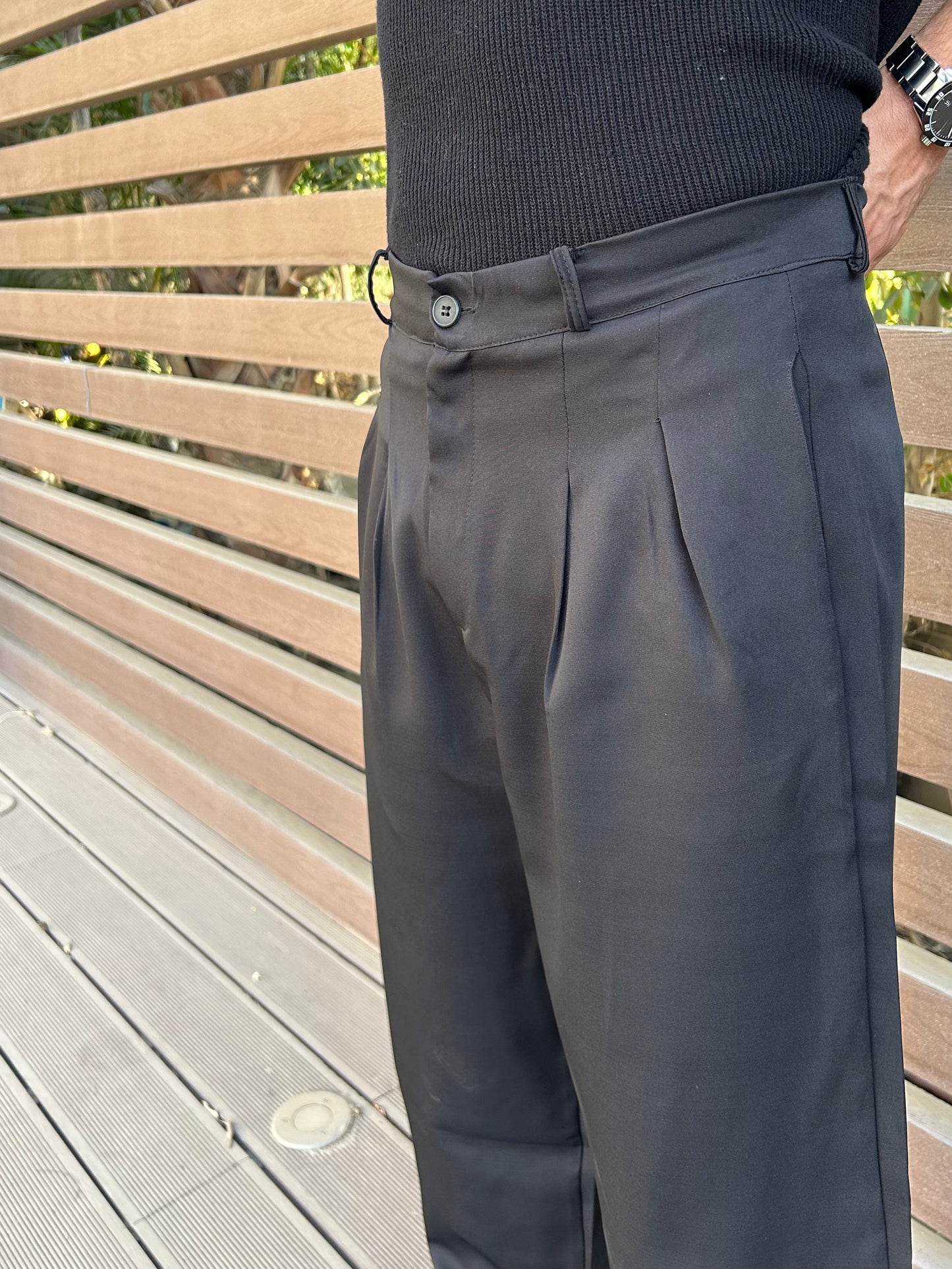 Black Pleated Trousers