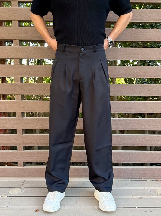 Black Pleated Trousers