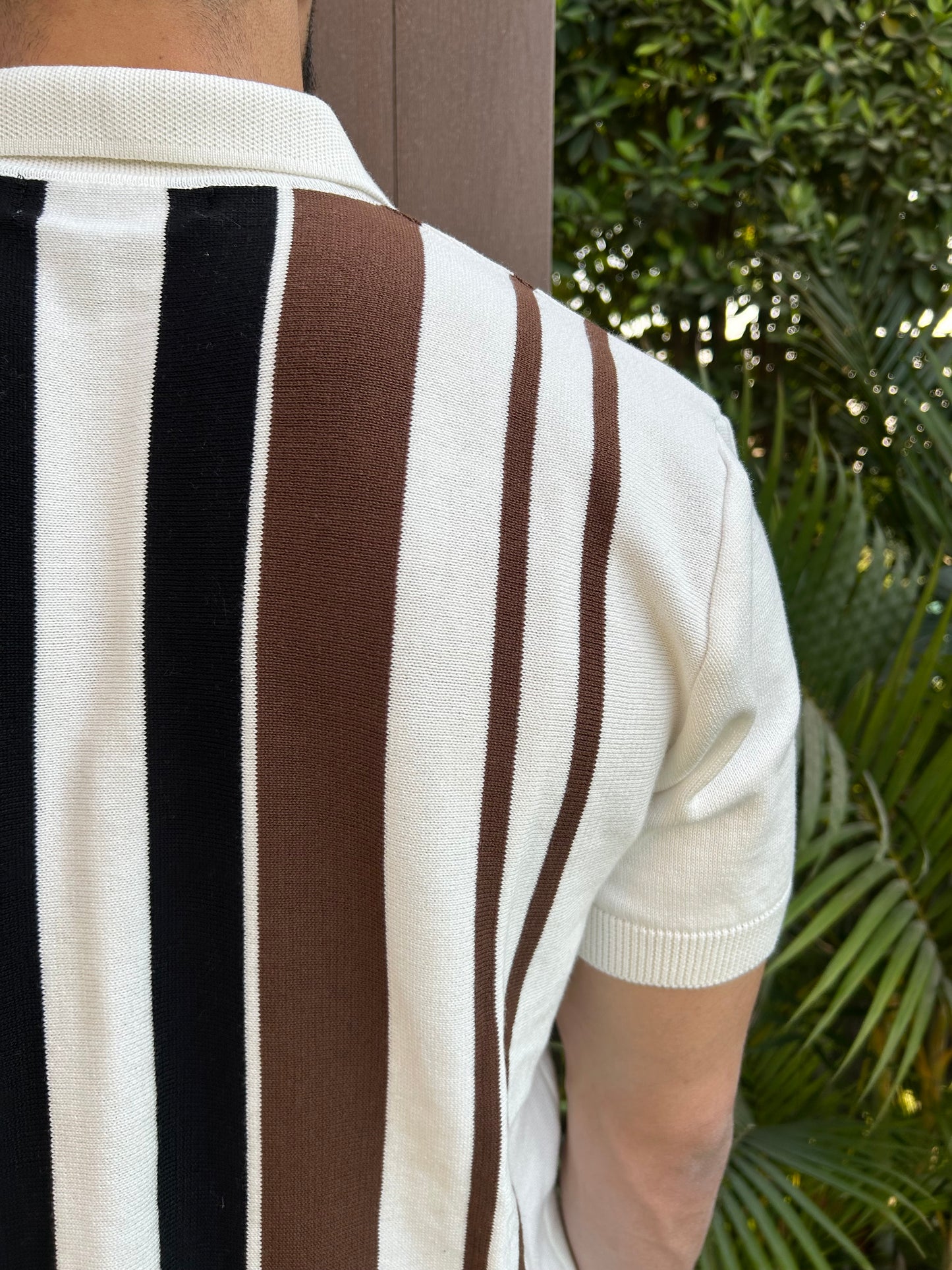 White Retro Striped Polo