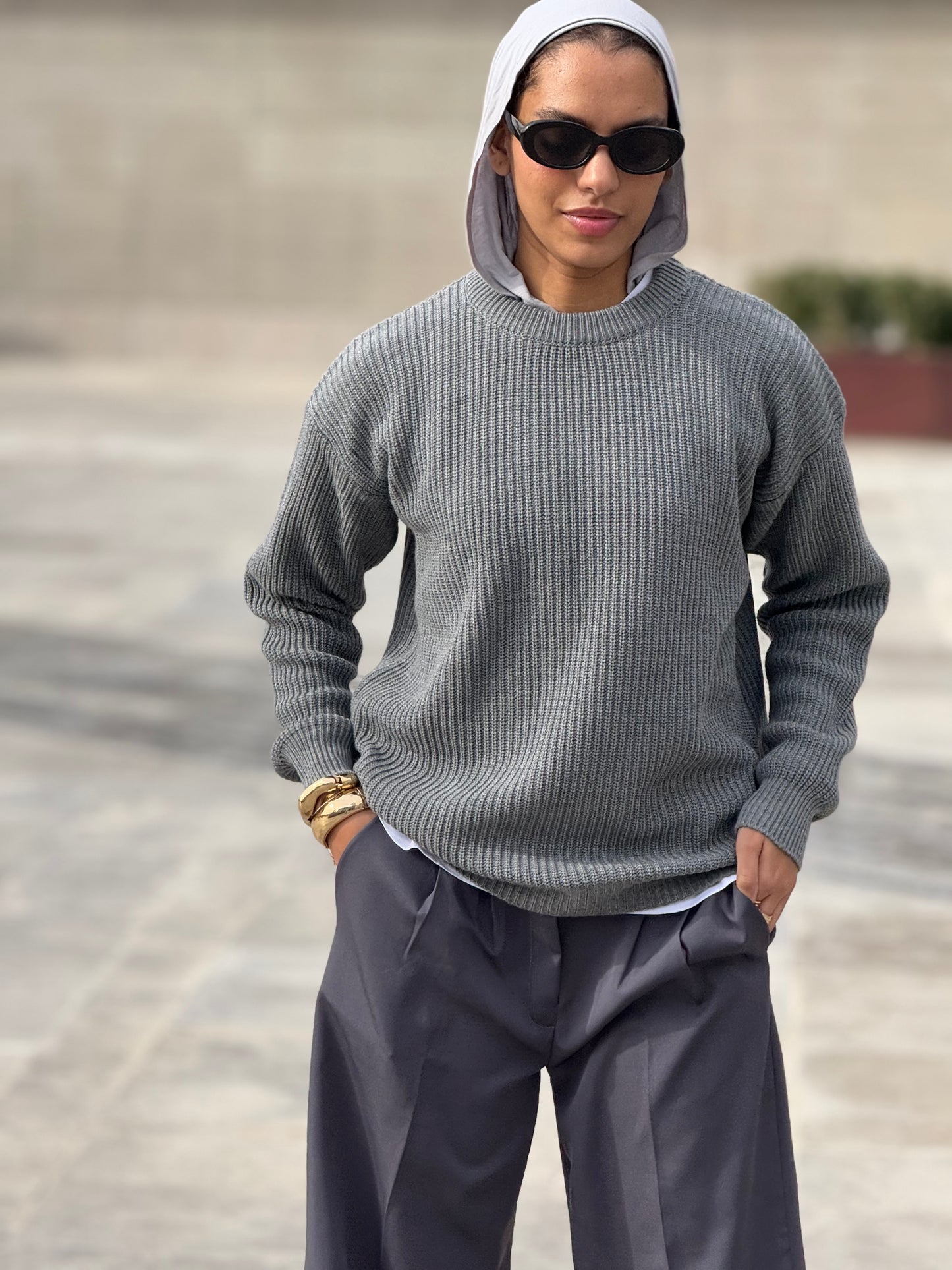 Grey Knitted Crewneck