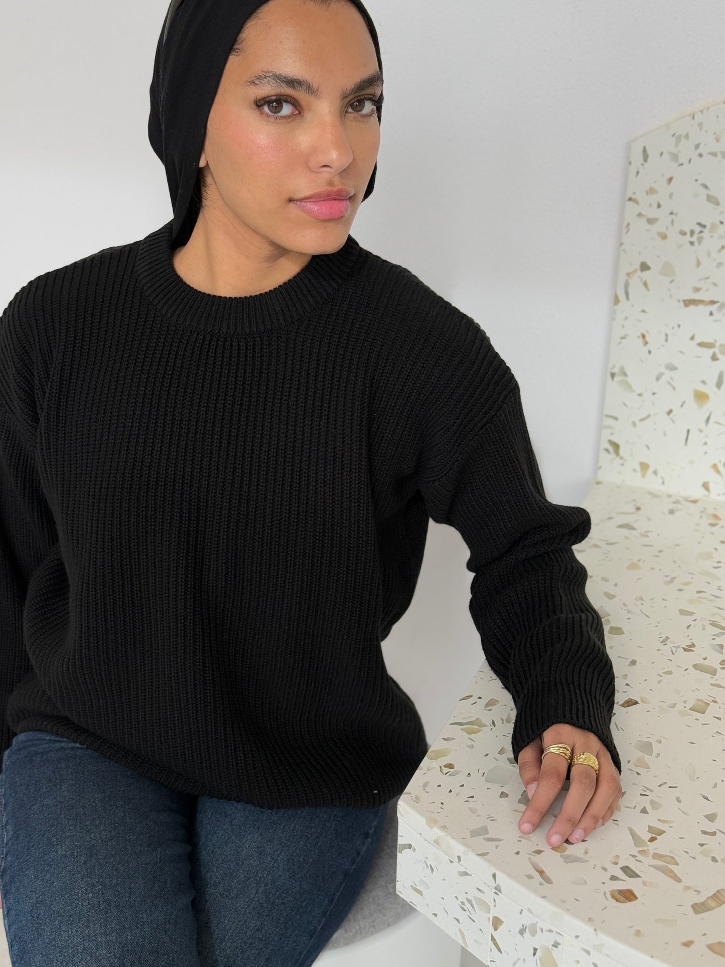 Black Knitted Crewneck