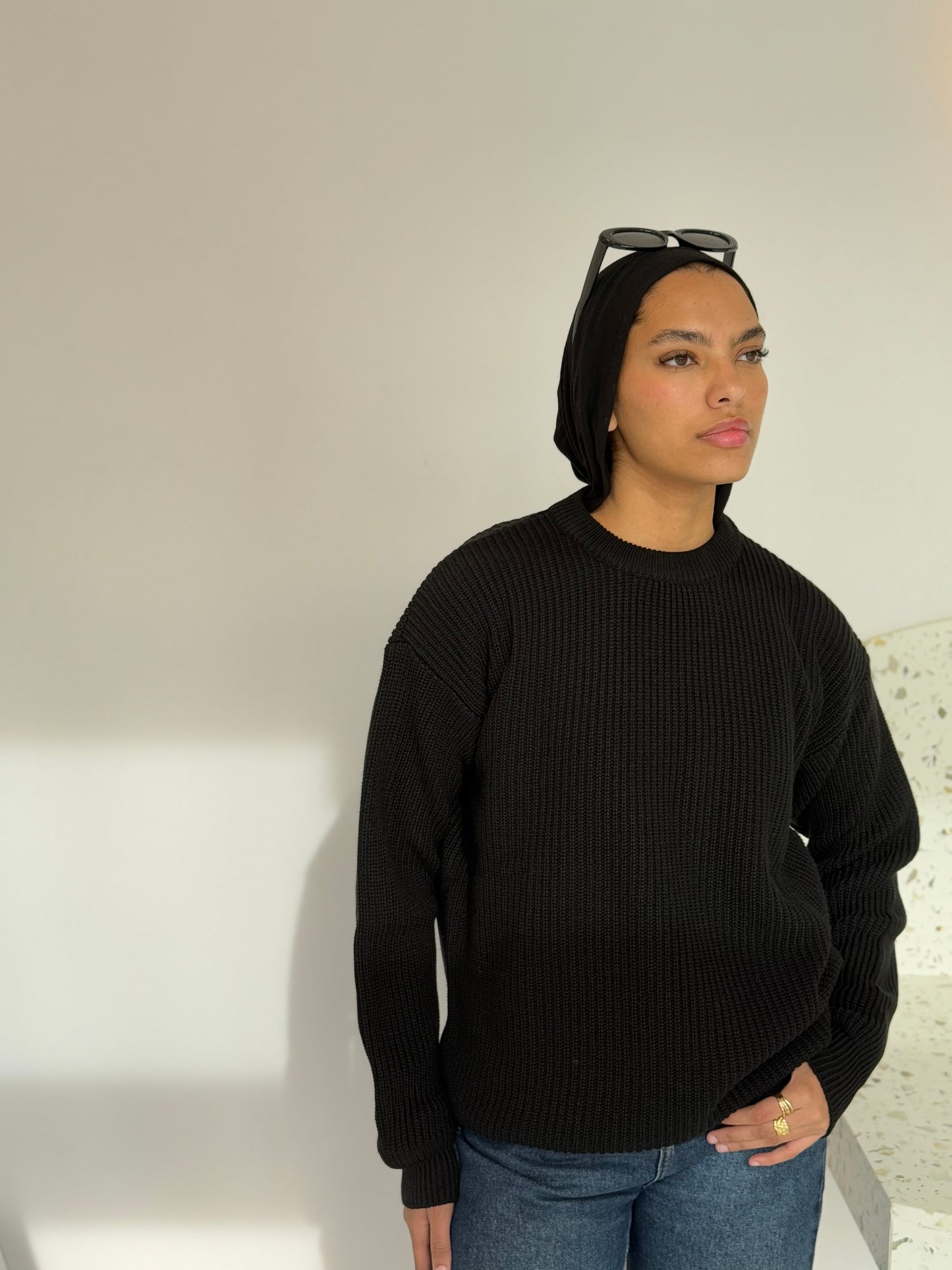 Black Knitted Crewneck