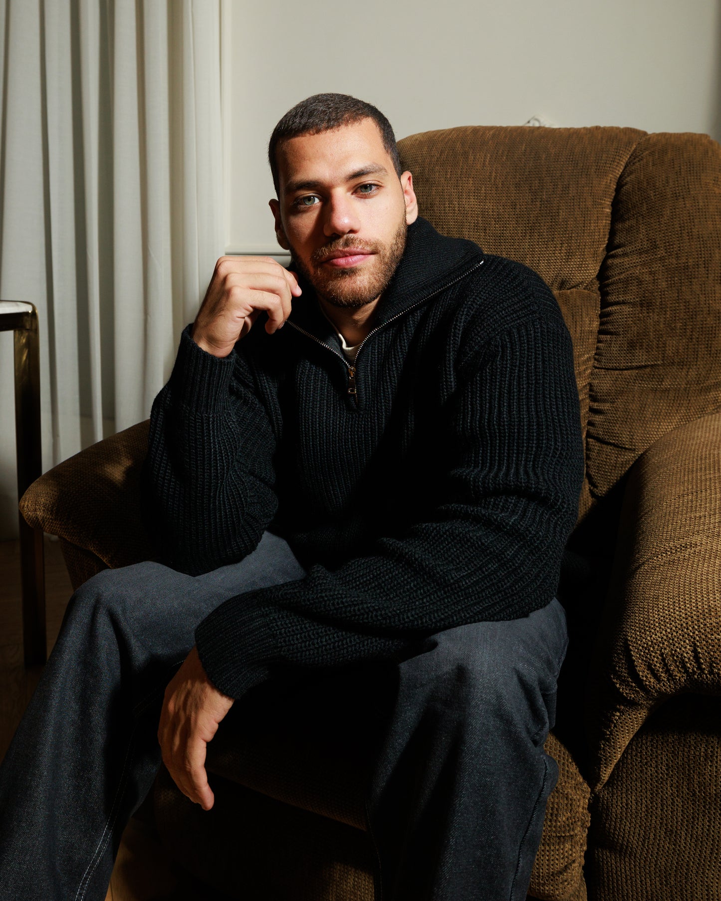 Black Knitted Quarter Zip