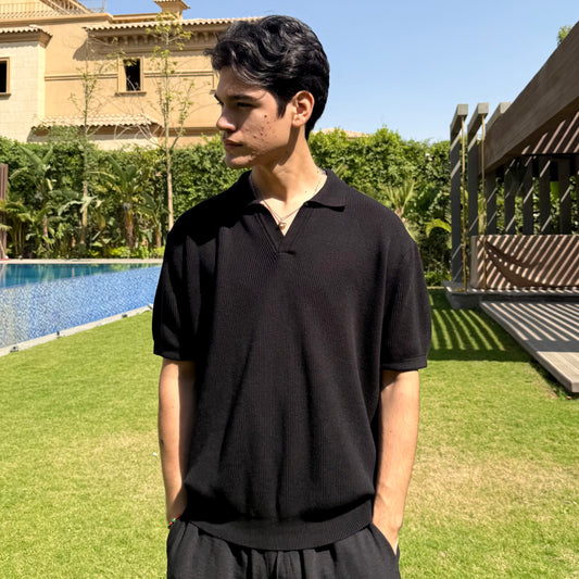 Black Knitted Polo