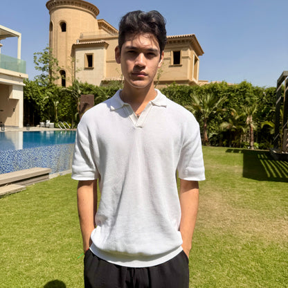 White Knitted Polo