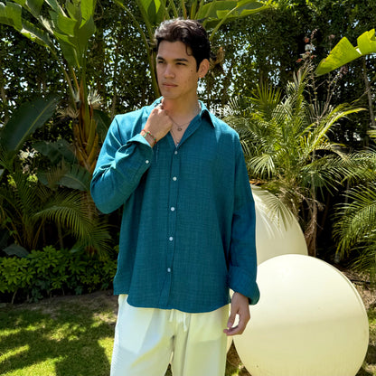 Petrol Linen Shirt