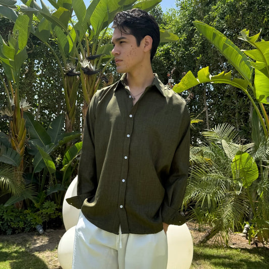 Olive Linen Shirt