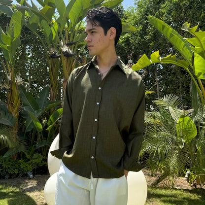 Olive Linen Shirt