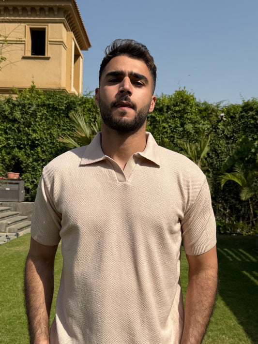 Beige Popcorn Polo