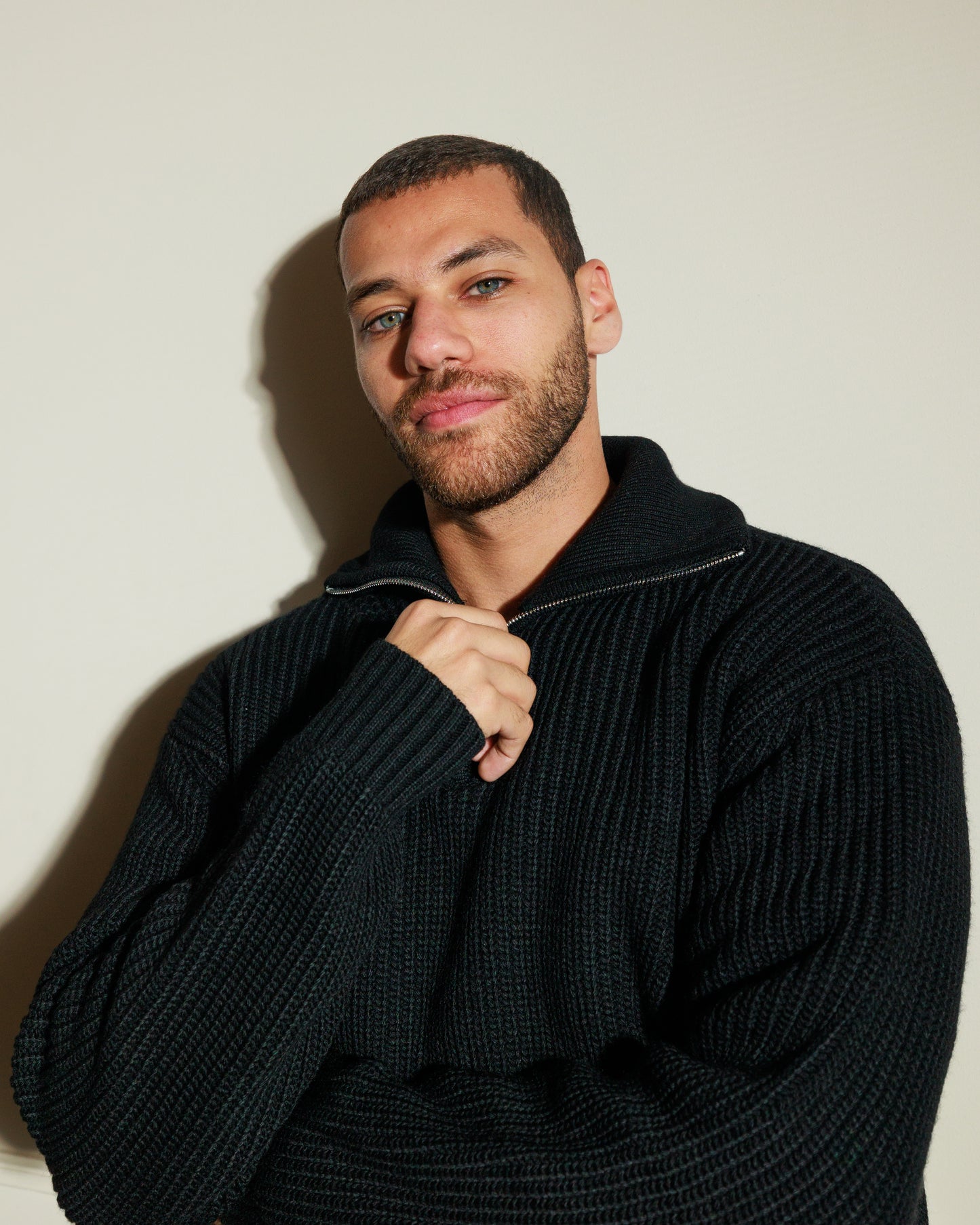 Black Knitted Quarter Zip