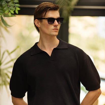 Black Knitted Polo