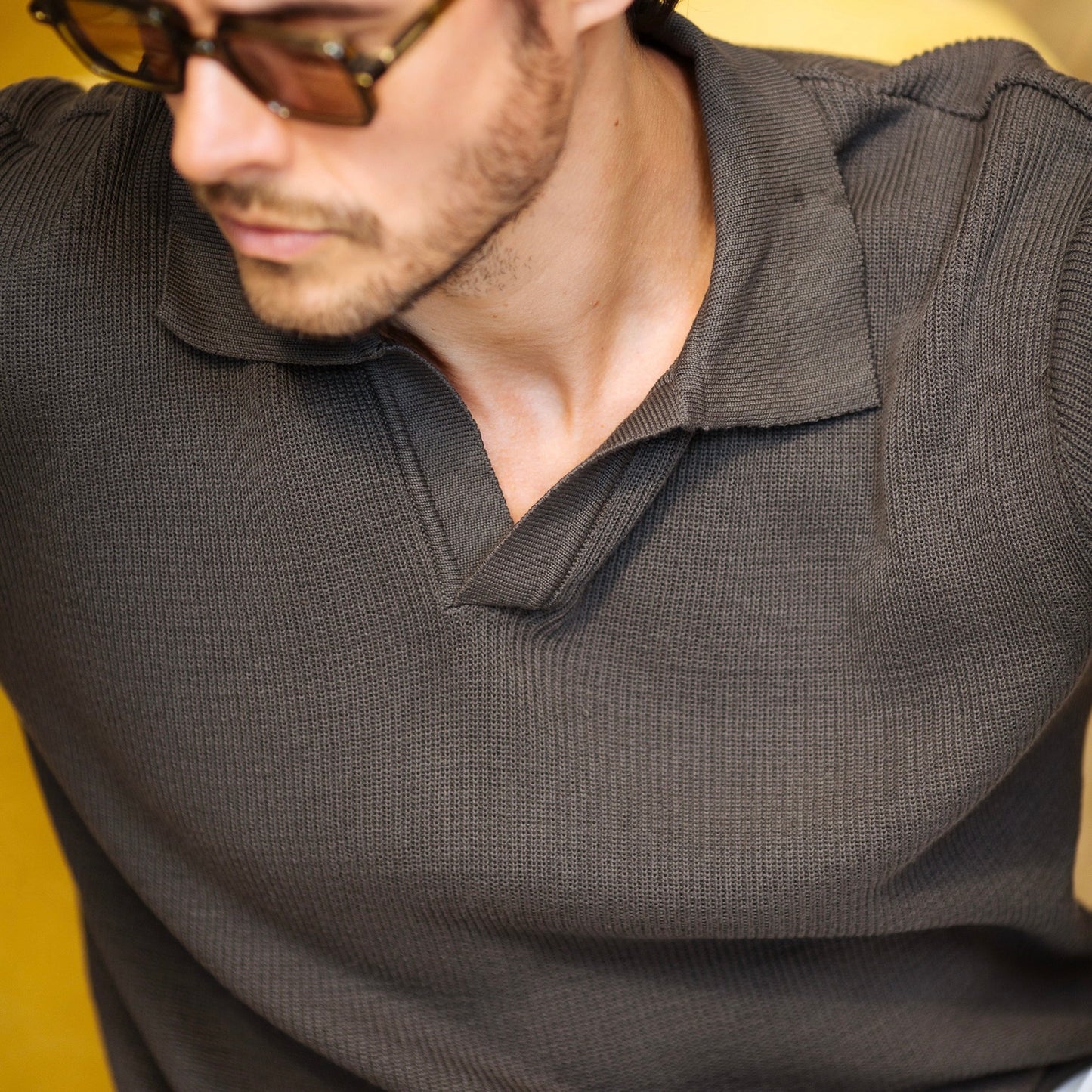 Olive Brown Knitted Polo