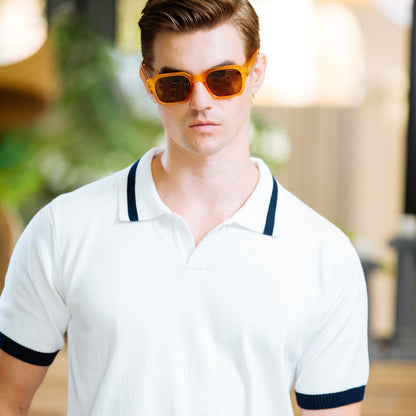 White Striped Polo