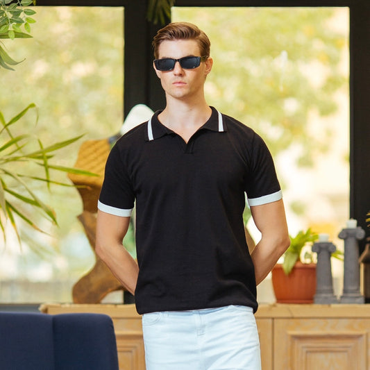 Black Striped Polo