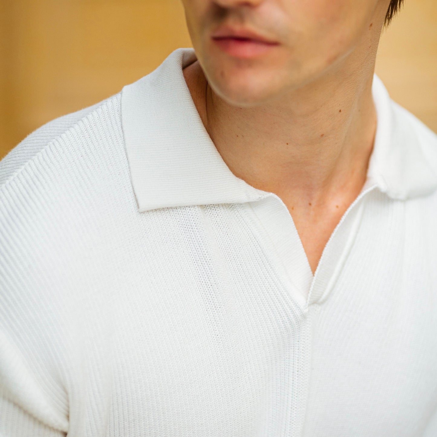 White Knitted Polo