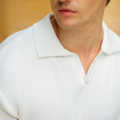 White Knitted Polo