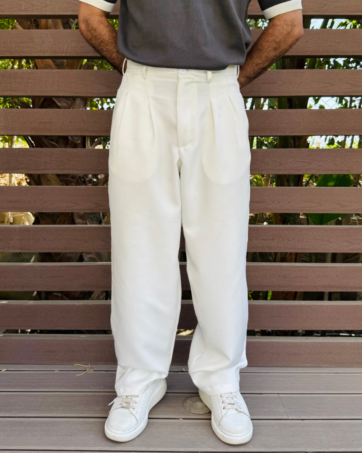 White Pleated Trousers