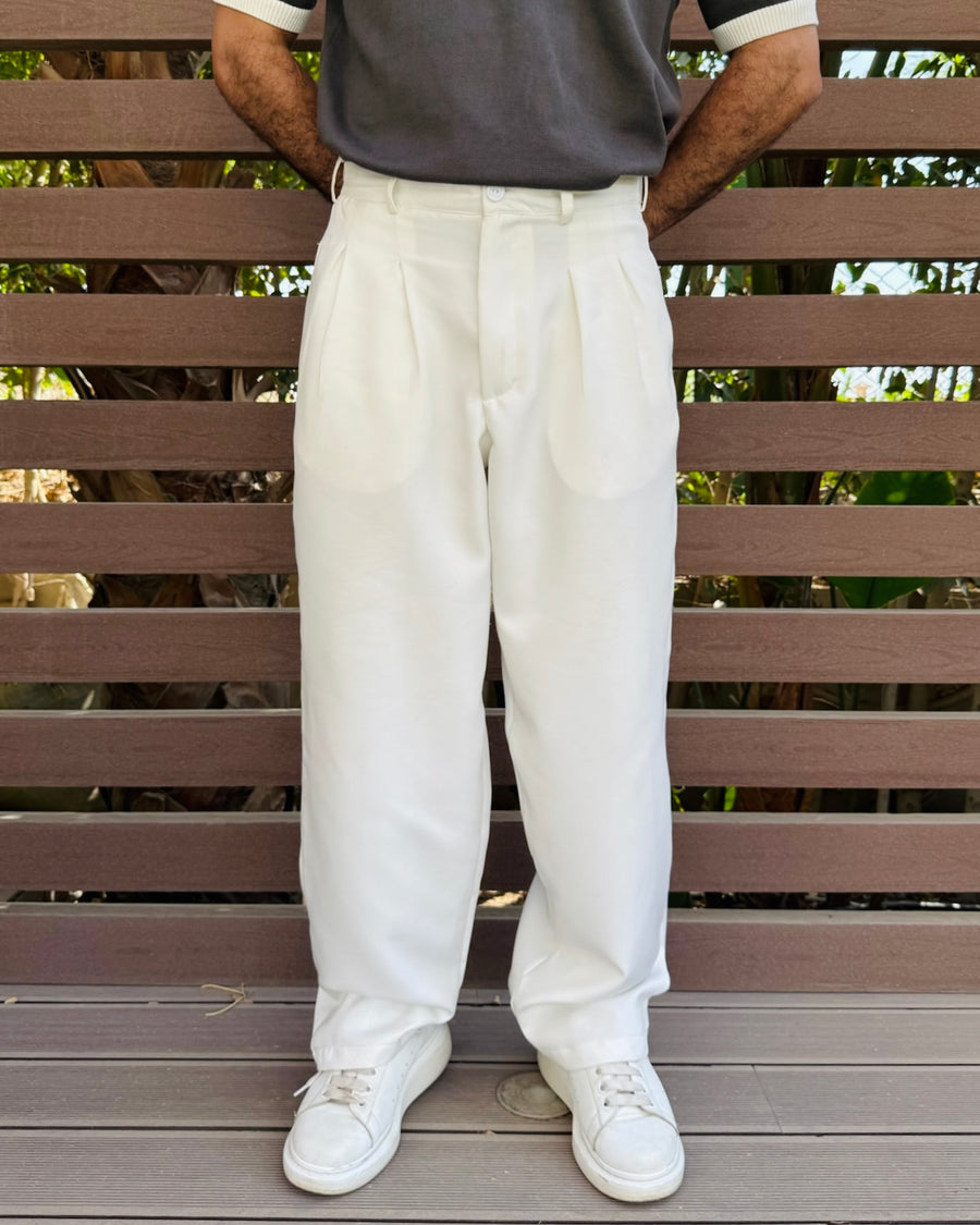 White Pleated Trousers