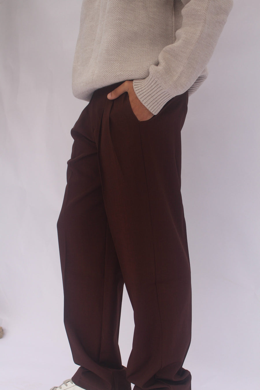 Brown Pleated Trousers