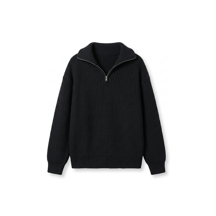 Black Knitted Quarter Zip