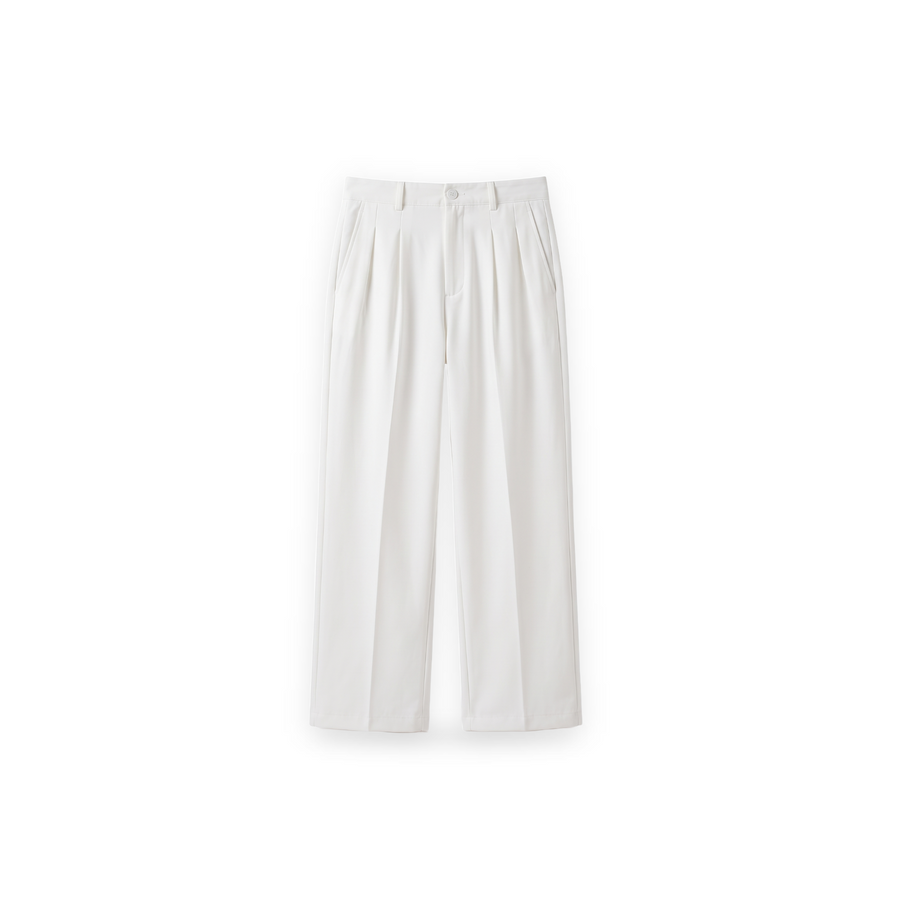 White Pleated Trousers
